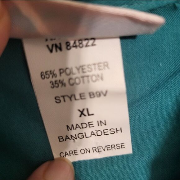 American Sweetheart Green Turquoise Button Up Blouse, XL - Picture 6 of 7